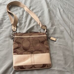 Coach Brown and Cream Crossbody